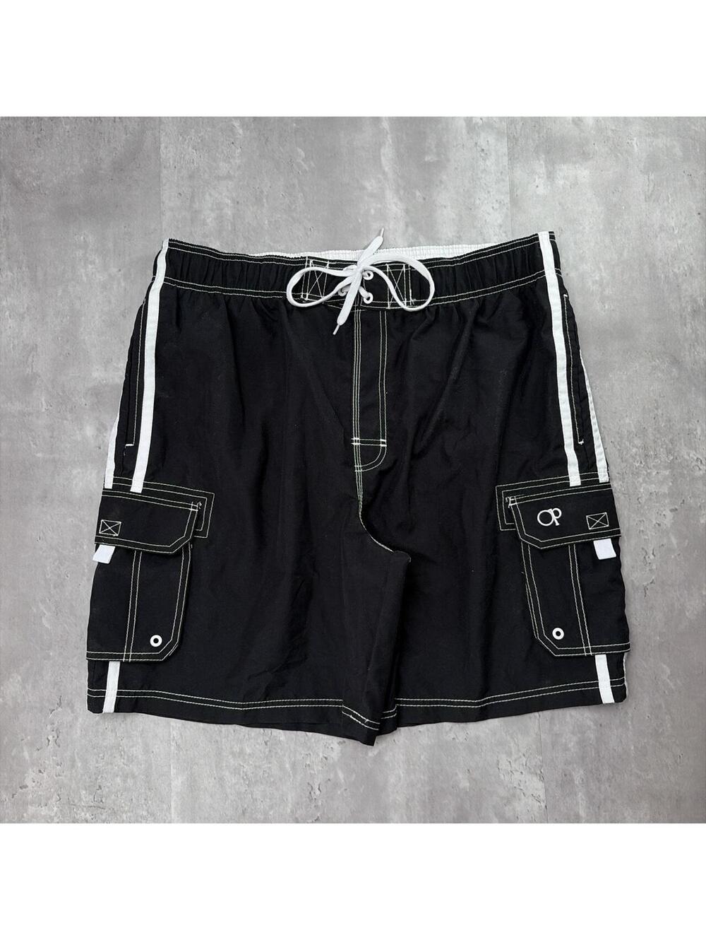 Y2K Black Ocean Pacific Surf Grunge Baggy Board Shorts